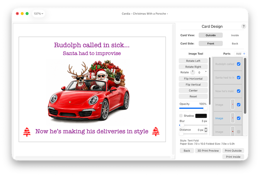 Making a Christmas card in Cardia